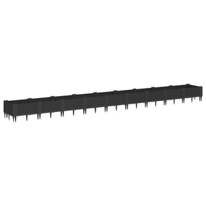 vidaXL Garden Planter with Pegs Black 362.5x42.5x28.5 cm PP