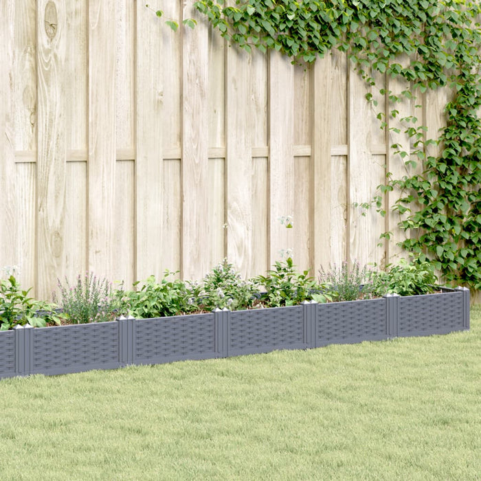 vidaXL Garden Planter with Pegs Grey 362.5x42.5x28.5 cm PP