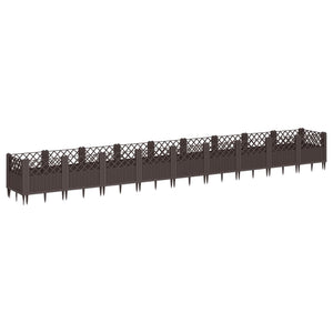 vidaXL Garden Planter with Pegs Brown 363.5x43.5x43.5 cm PP