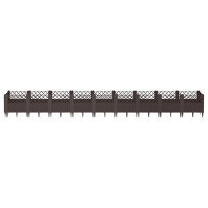 vidaXL Garden Planter with Pegs Brown 363.5x43.5x43.5 cm PP