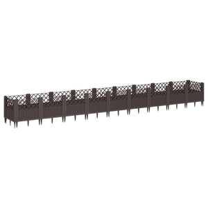 vidaXL Garden Planter with Pegs Brown 363.5x43.5x43.5 cm PP