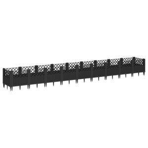 vidaXL Garden Planter with Pegs Black 363.5x43.5x43.5 cm PP