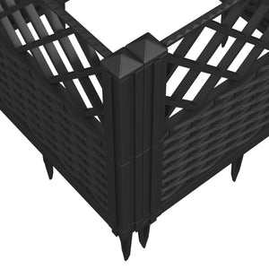 vidaXL Garden Planter with Pegs Black 363.5x43.5x43.5 cm PP