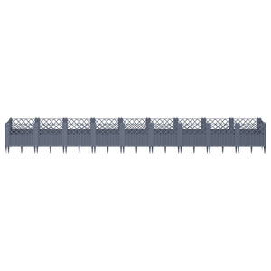 vidaXL Garden Planter with Pegs Grey 363.5x43.5x43.5 cm PP