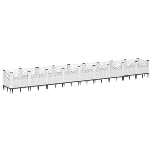 vidaXL Garden Planter with Pegs White 363.5x43.5x43.5 cm PP