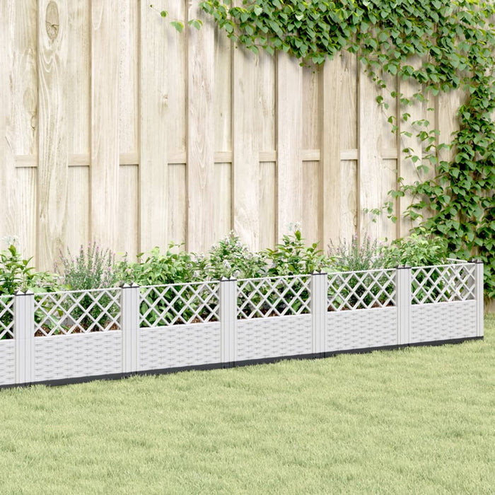 vidaXL Garden Planter with Pegs White 363.5x43.5x43.5 cm PP