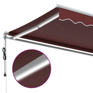 vidaXL Automatic Retractable Awning with LED Burgundy 300x250 cm