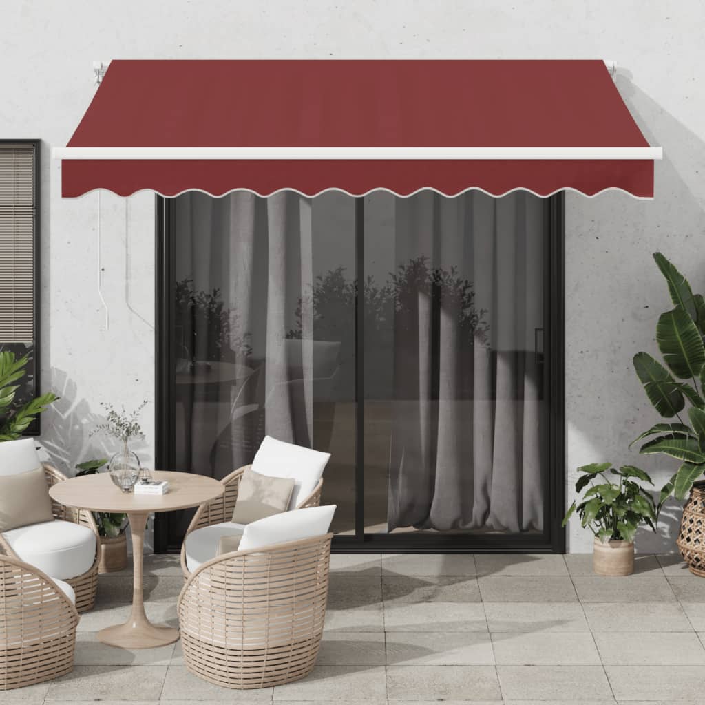 vidaXL Automatic Retractable Awning with LED Burgundy 300x250 cm