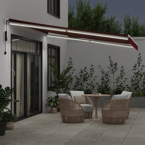 vidaXL Automatic Retractable Awning with LED Burgundy 400x300 cm