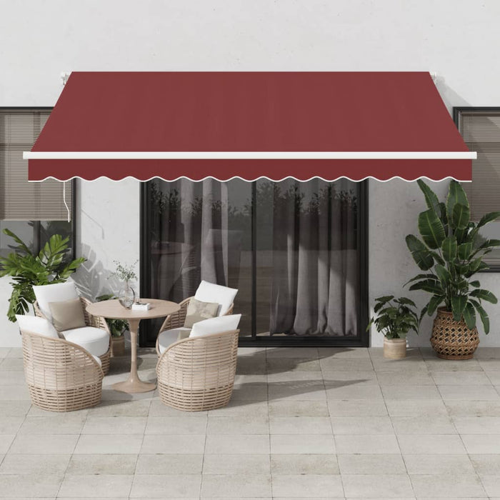 vidaXL Automatic Retractable Awning with LED Burgundy 400x300 cm