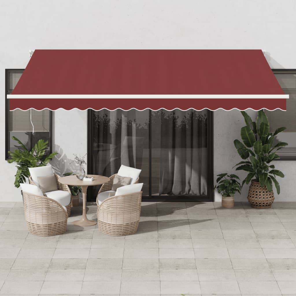 vidaXL Automatic Retractable Awning with LED Burgundy 450x300 cm