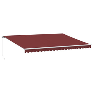 vidaXL Manual Retractable Awning with LED Burgundy 500x300 cm