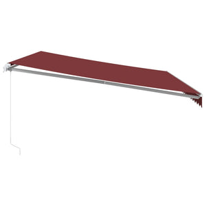 vidaXL Manual Retractable Awning with LED Burgundy 500x300 cm