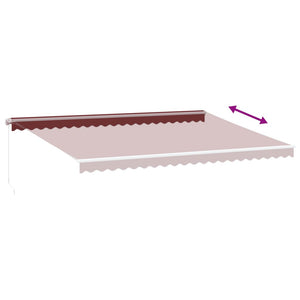 vidaXL Manual Retractable Awning with LED Burgundy 500x300 cm