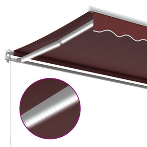 vidaXL Manual Retractable Awning with LED Burgundy 500x300 cm