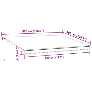 vidaXL Manual Retractable Awning with LED Burgundy 500x300 cm