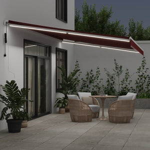 vidaXL Automatic Retractable Awning with LED Burgundy 600x300 cm