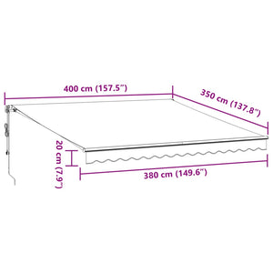 vidaXL Automatic Retractable Awning Burgundy 400x350 cm