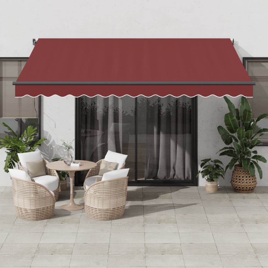 vidaXL Automatic Retractable Awning Burgundy 400x350 cm