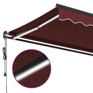 vidaXL Automatic Retractable Awning with LEDs Burgundy 400x350 cm