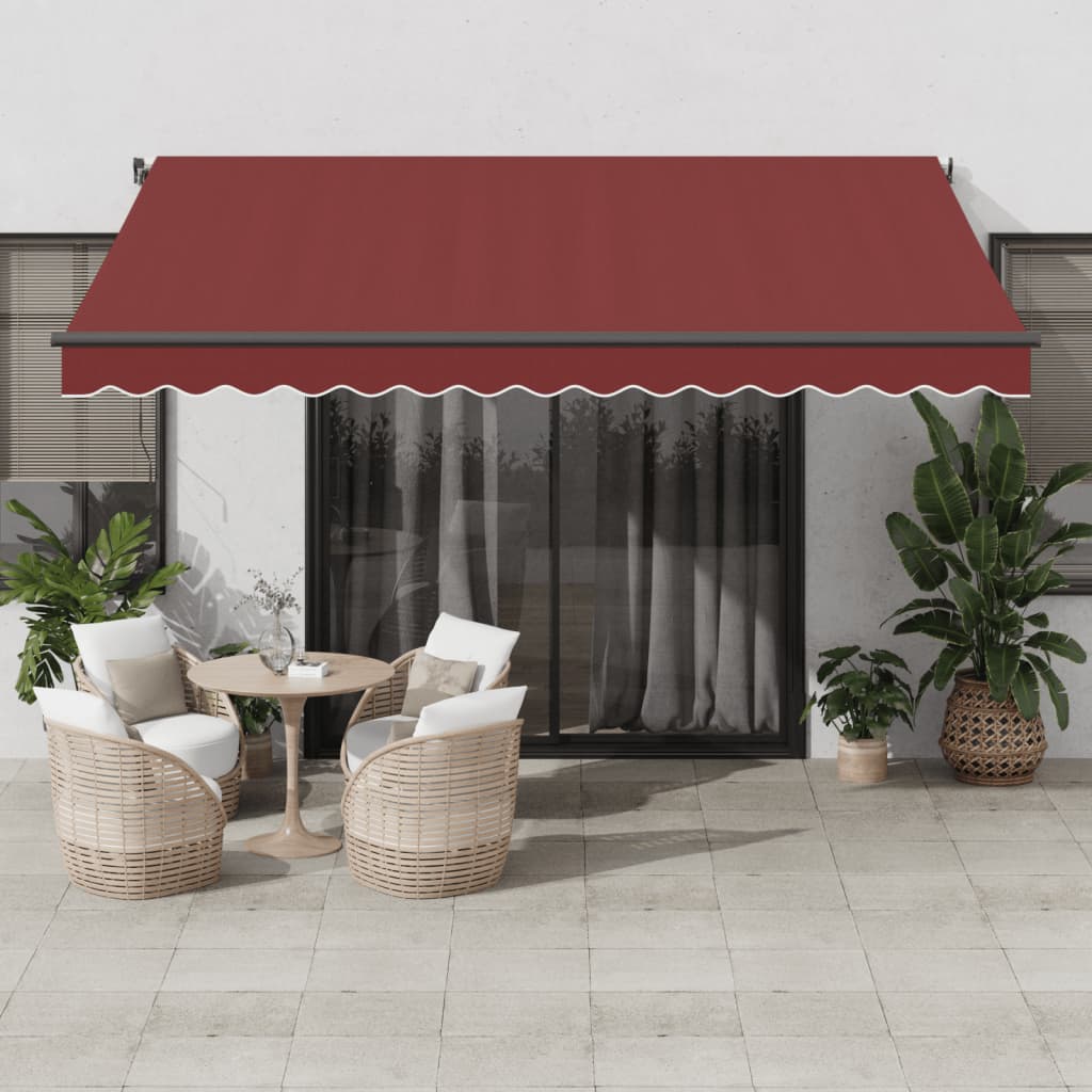 vidaXL Automatic Retractable Awning with LEDs Burgundy 400x350 cm