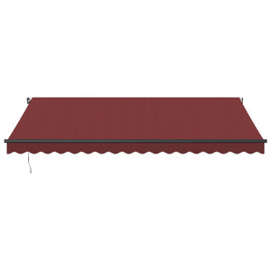 vidaXL Manual Retractable Awning with LEDs Burgundy 450x350 cm