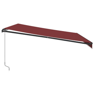 vidaXL Manual Retractable Awning with LEDs Burgundy 450x350 cm