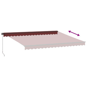 vidaXL Manual Retractable Awning with LEDs Burgundy 450x350 cm