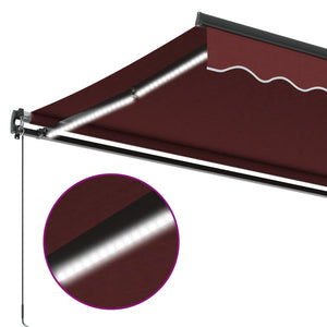 vidaXL Manual Retractable Awning with LEDs Burgundy 450x350 cm