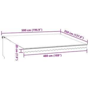 vidaXL Manual Retractable Awning Burgundy 500x350 cm