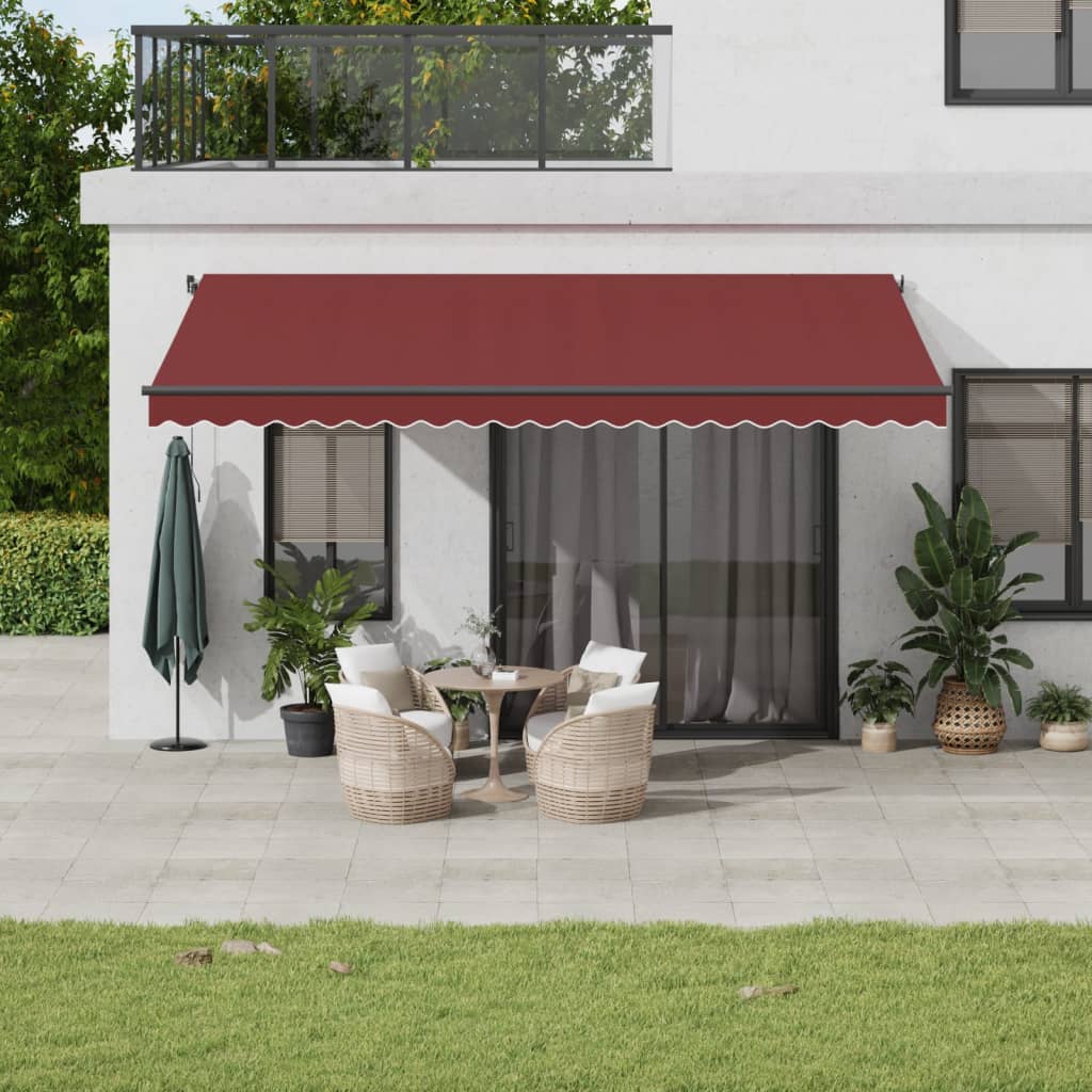 vidaXL Manual Retractable Awning Burgundy 500x350 cm