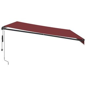 vidaXL Automatic Retractable Awning with LEDs Burgundy 500x350 cm