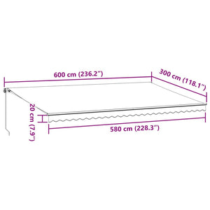 vidaXL Manual Retractable Awning Burgundy 600x300 cm