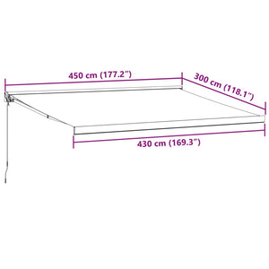 vidaXL Manual Retractable Awning Burgundy 450x300 cm