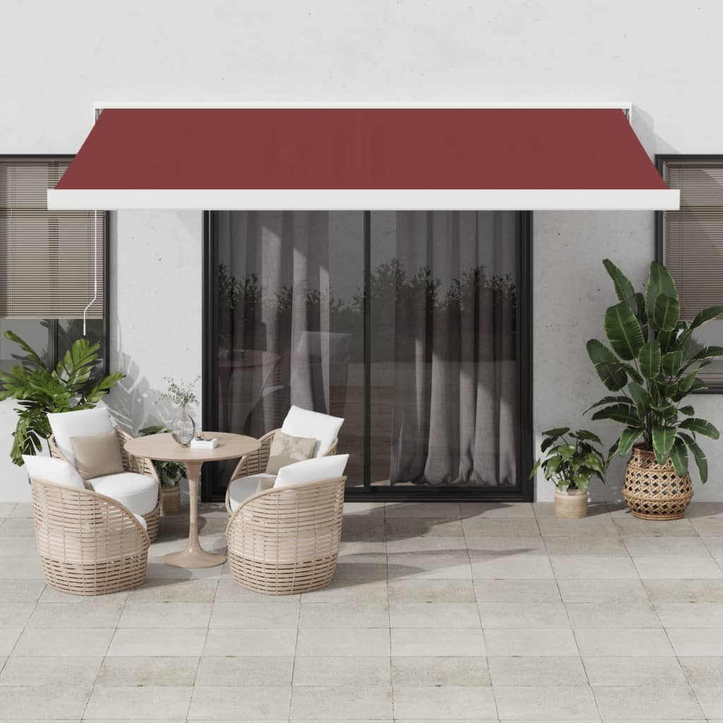 vidaXL Manual Retractable Awning Burgundy 450x300 cm