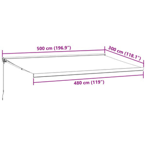 vidaXL Manual Retractable Awning Burgundy 500x300 cm