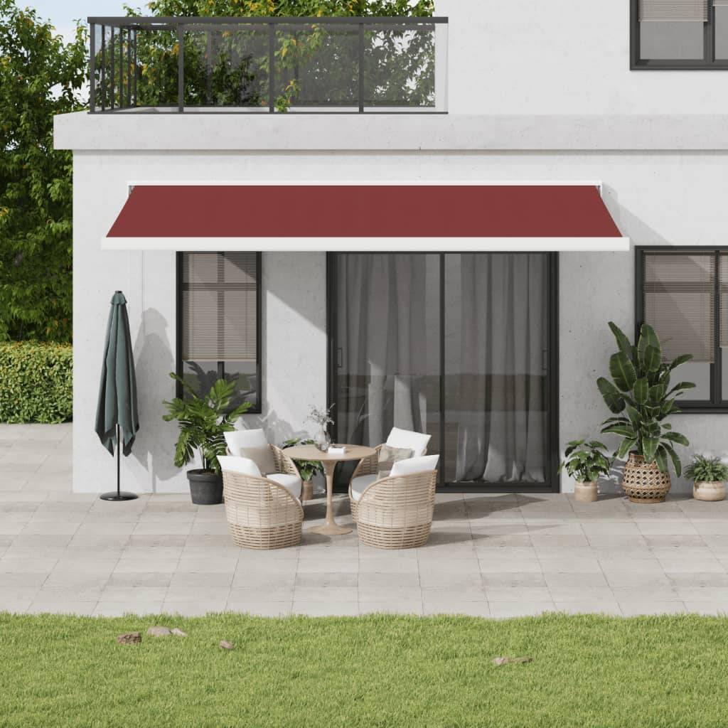 vidaXL Manual Retractable Awning Burgundy 500x300 cm