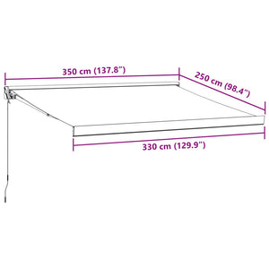 vidaXL Manual Retractable Awning Burgundy 350x250 cm