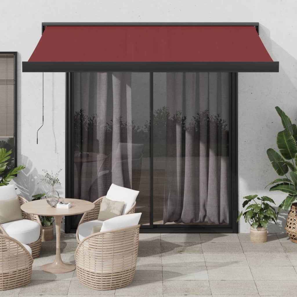 vidaXL Manual Retractable Awning Burgundy 350x250 cm