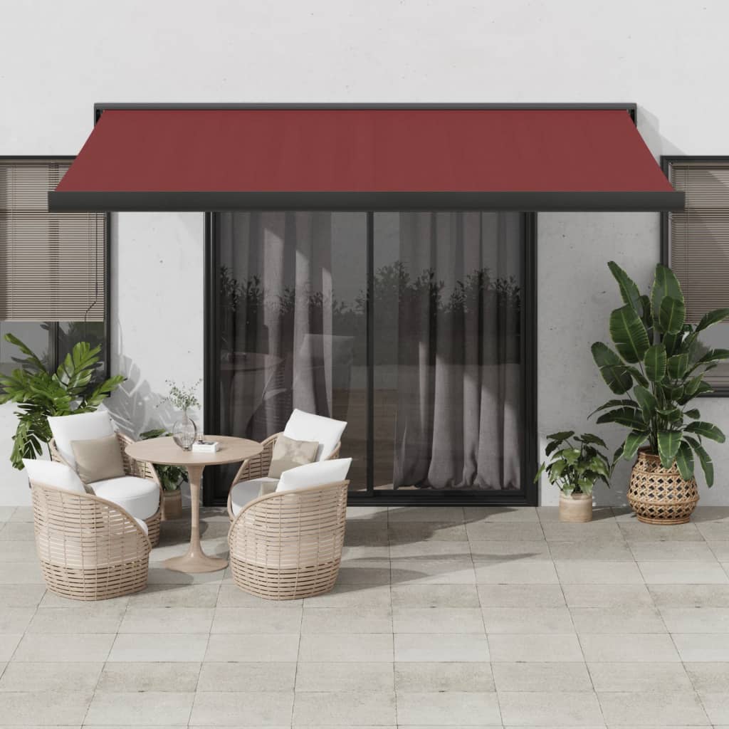 vidaXL Manual Retractable Awning Burgundy 400x300 cm