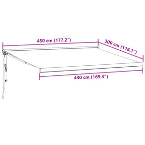 vidaXL Automatic Retractable Awning Burgundy 450x300 cm