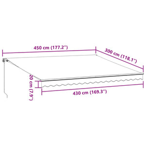 vidaXL Manual Retractable Awning Burgundy 450x300 cm