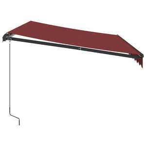 vidaXL Manual Retractable Awning with LEDs Burgundy 350x250 cm