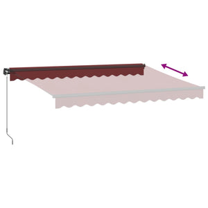 vidaXL Manual Retractable Awning with LEDs Burgundy 350x250 cm