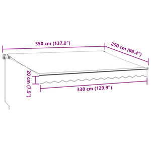 vidaXL Manual Retractable Awning with LEDs Burgundy 350x250 cm