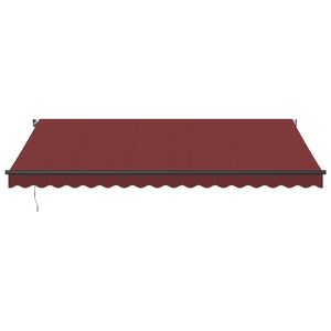 vidaXL Manual Retractable Awning with LEDs Burgundy 450x300 cm