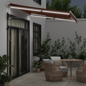 vidaXL Automatic Retractable Awning with LED Brown 300x250 cm