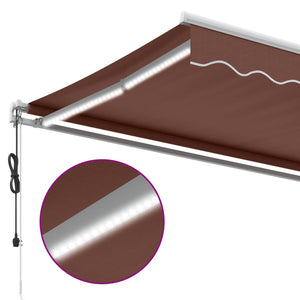 vidaXL Automatic Retractable Awning with LED Brown 300x250 cm