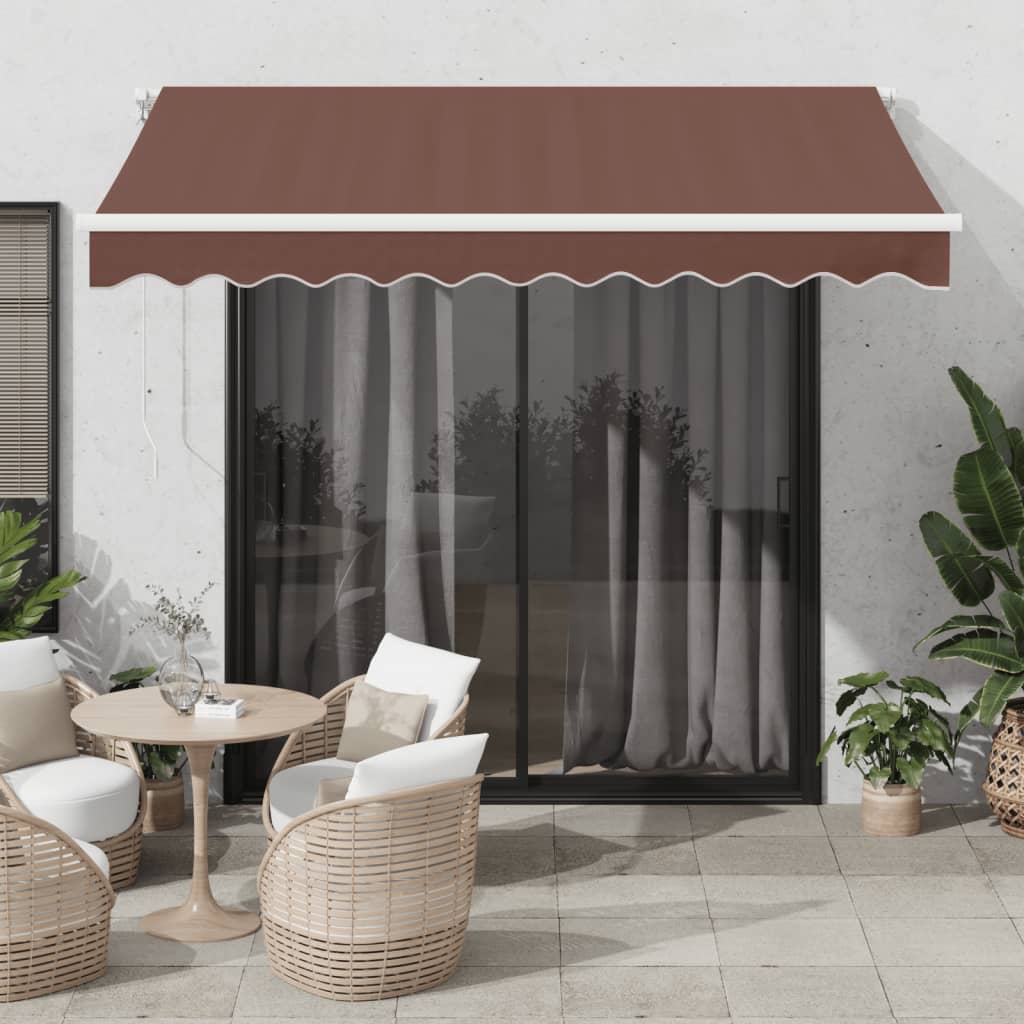 vidaXL Automatic Retractable Awning with LED Brown 300x250 cm