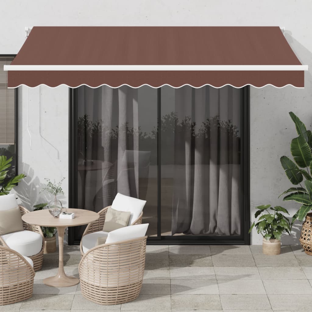 vidaXL Automatic Retractable Awning with LED Brown 350x250 cm